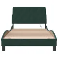 Cadre de lit avec lumières LED vert foncé 100x200 cm velours