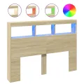 Armoire tête de lit avec LED chêne sonoma 140x17x102 cm