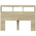 Armoire tête de lit avec LED chêne sonoma 140x17x102 cm