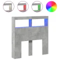 Armoire tête de lit avec LED gris béton 100x17x102 cm
