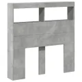 Armoire tête de lit avec LED gris béton 100x17x102 cm