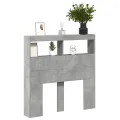 Armoire tête de lit avec LED gris béton 100x17x102 cm