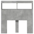 Armoire tête de lit avec LED gris béton 100x17x102 cm