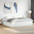 Cadre de lit blanc 200x200 cm bois d'ingénierie