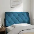 Coussin de tête de lit bleu 100 cm velours