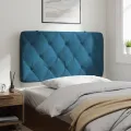Coussin de tête de lit bleu 100 cm velours