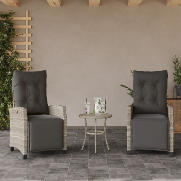 Chaises inclinables de jardin lot de 2 avec repose-pied rotin