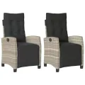 Chaises inclinables de jardin lot de 2 avec repose-pied rotin