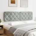 Coussin de tête de lit gris clair 180 cm velours