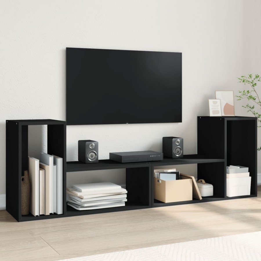 Meubles TV 2 pcs noir 75x30x50 cm bois d'ingénierie