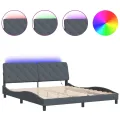 Cadre de lit avec lumières LED gris foncé 180x200 cm velours