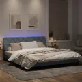 Cadre de lit avec lumières LED gris foncé 180x200 cm velours