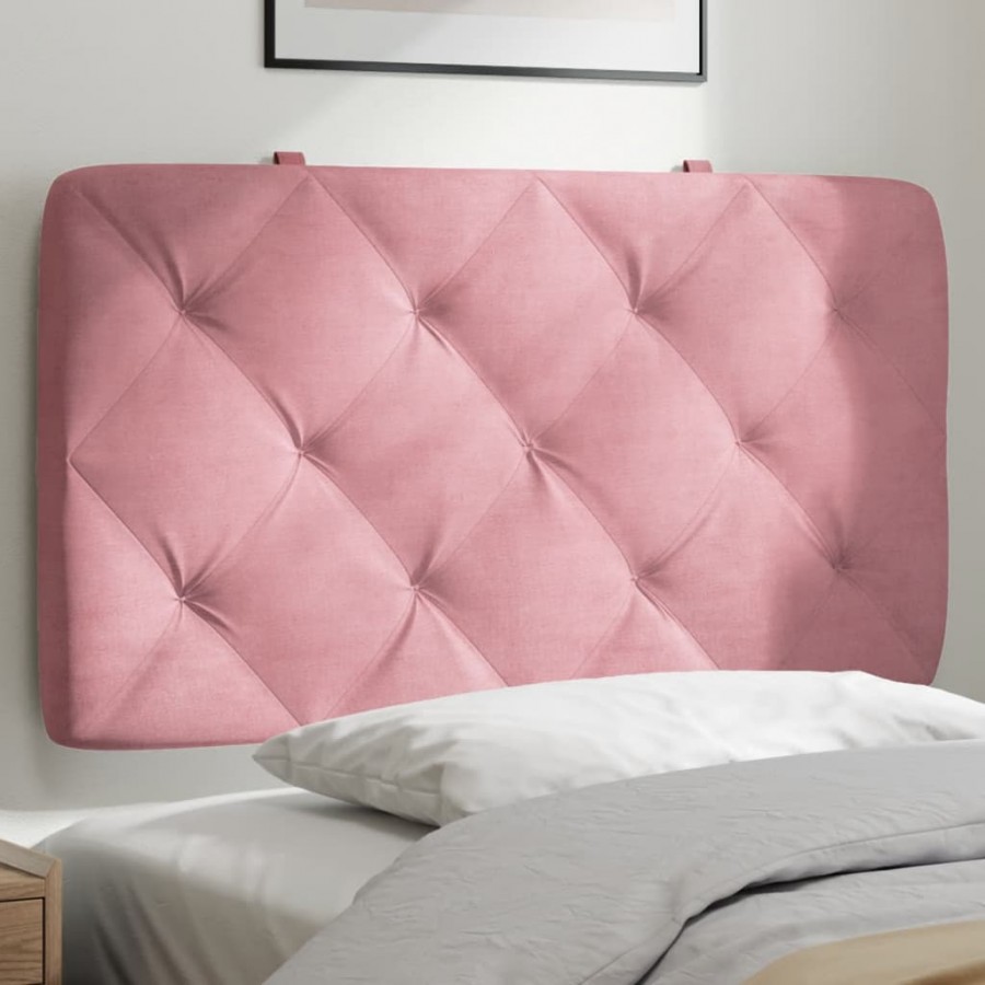 Coussin de tête de lit rose 80 cm velours