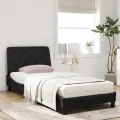 Lit avec matelas noir 80x200 cm velours