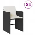 Chaises de jardin lot de 4 avec coussins noir résine tressée