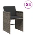 Chaises de jardin avec coussins lot de 4 gris résine tressée