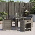 Chaises de jardin avec coussins lot de 4 gris résine tressée