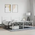 Cadre de lit métal avec tête de lit/pied de lit blanc 183x213cm
