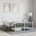 Cadre de lit métal avec tête de lit/pied de lit blanc 140x190cm
