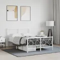Cadre de lit métal avec tête de lit/pied de lit blanc 120x200cm