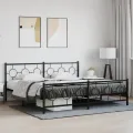 Cadre de lit métal avec tête de lit/pied de lit noir 200x200 cm
