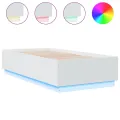 Cadre de lit avec lumières LED blanc 90x190cm bois d’ingénierie