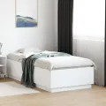 Cadre de lit avec lumières LED blanc 90x190cm bois d’ingénierie