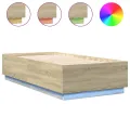 Cadre de lit avec lumières LED chêne sonoma 90x190 cm