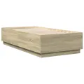 Cadre de lit avec lumières LED chêne sonoma 90x190 cm