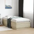 Cadre de lit avec lumières LED chêne sonoma 90x190 cm