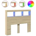 Armoire tête de lit avec LED chêne sonoma 120x17x102 cm