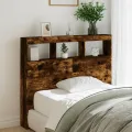 Armoire tête de lit avec LED chêne fumé 120x17x102 cm