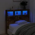 Armoire tête de lit avec LED chêne fumé 120x17x102 cm