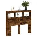 Armoire tête de lit avec LED chêne fumé 120x17x102 cm