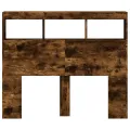 Armoire tête de lit avec LED chêne fumé 120x17x102 cm