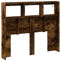 Armoire tête de lit avec LED chêne fumé 120x17x102 cm
