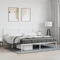 Cadre de lit métal avec tête de lit blanc 180x200 cm