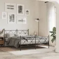 Cadre de lit métal avec tête de lit/pied de lit noir 150x200 cm