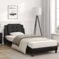 Lit avec matelas noir 90x190 cm similicuir