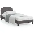 Lit avec matelas gris 80x200 cm similicuir