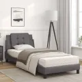 Lit avec matelas gris 80x200 cm similicuir