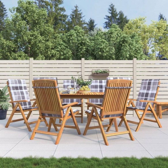 Chaises de jardin inclinables et coussins lot de 6 bois teck