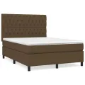 cadre de lit avec matelas Marron foncé 140x200 cm