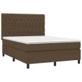 cadre de lit avec matelas Marron foncé 140x200 cm
