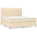 cadre de lit avec matelas Crème 160x200 cm Tissu