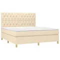 cadre de lit avec matelas Crème 160x200 cm Tissu