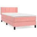 cadre de lit avec matelas Rose 100x200 cm Velours