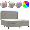 cadre de lit matelas et LED Gris clair 160x200 cm