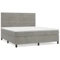 cadre de lit et matelas Gris clair 160x200cm Velours