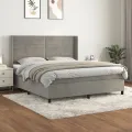 cadre de lit et matelas Gris clair 160x200cm Velours